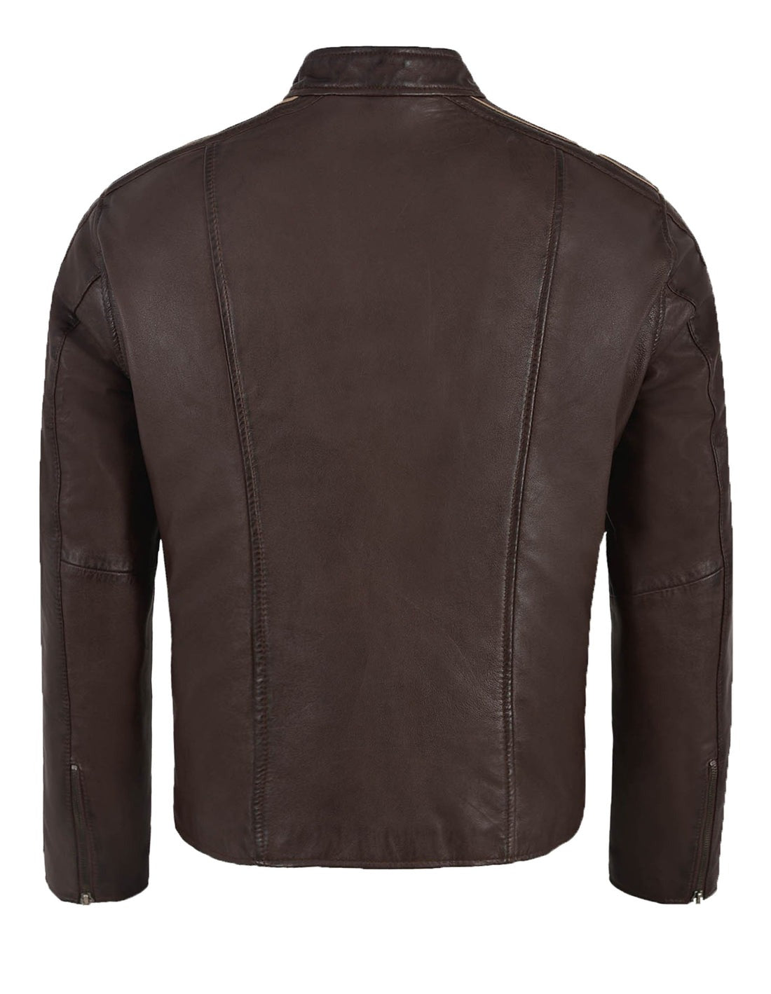 Brown Leather Biker Jacket For Men