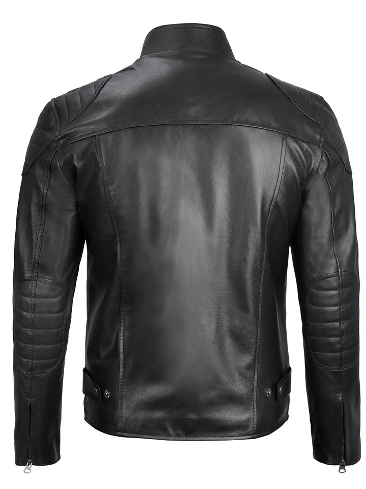 Vermont Men's Black Biker Style Leather Jacket