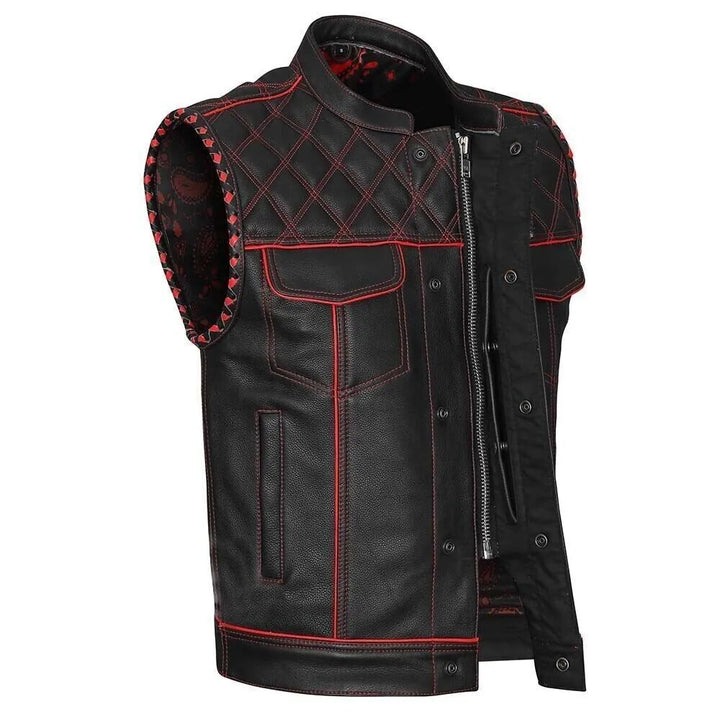 Genuine Leather Motorcycle Vest for Men – Kaida Leathers Signature Edition