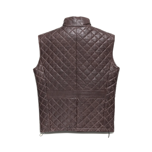 Mens Quilted Brown Leather Vest