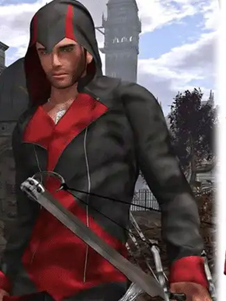 Black & Red Hood Leather Jacket