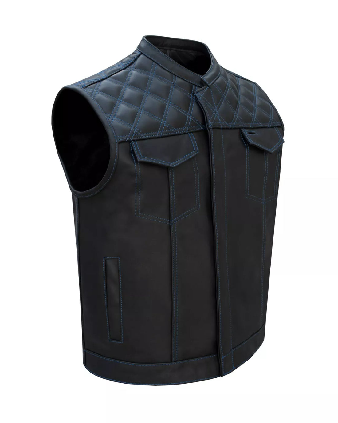 Handmade Men’s Riding Leather Vest – Vintage Distressed Finish by Kaida Leathers