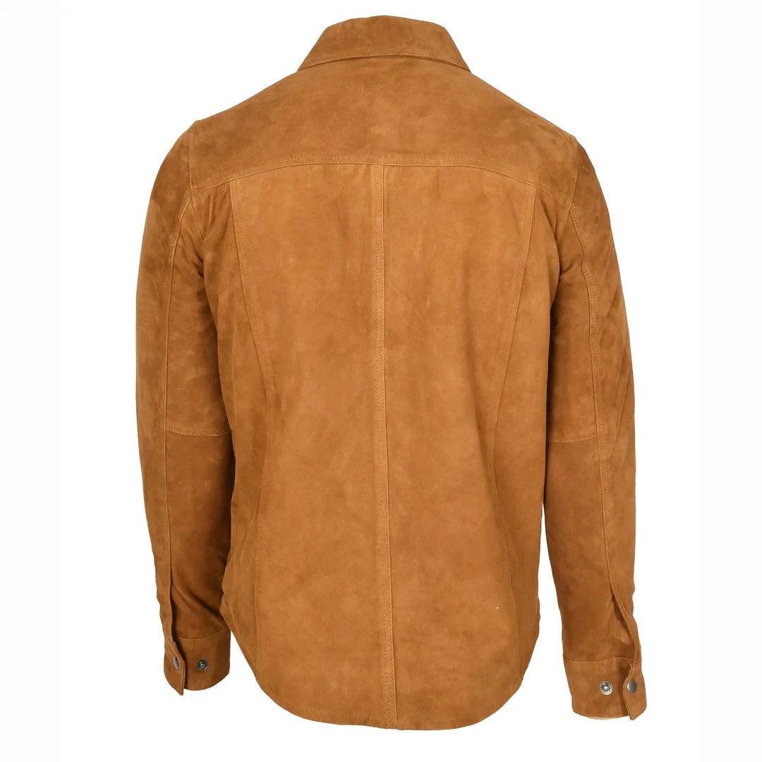 Mens Suede Bomber Varsity Jacket Reg Tan shirt