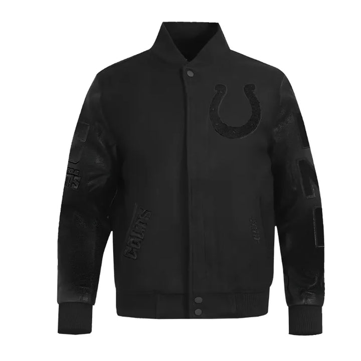 Indianapolis Colts Triple Black Varsity Wool-Leather Jacket