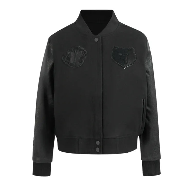 Memphis Grizzlies Triple Black Varsity Wool-Leather Jacket