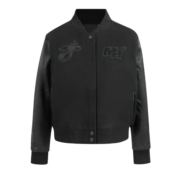 Miami Heat Triple Black Varsity Wool-Leather Jacket