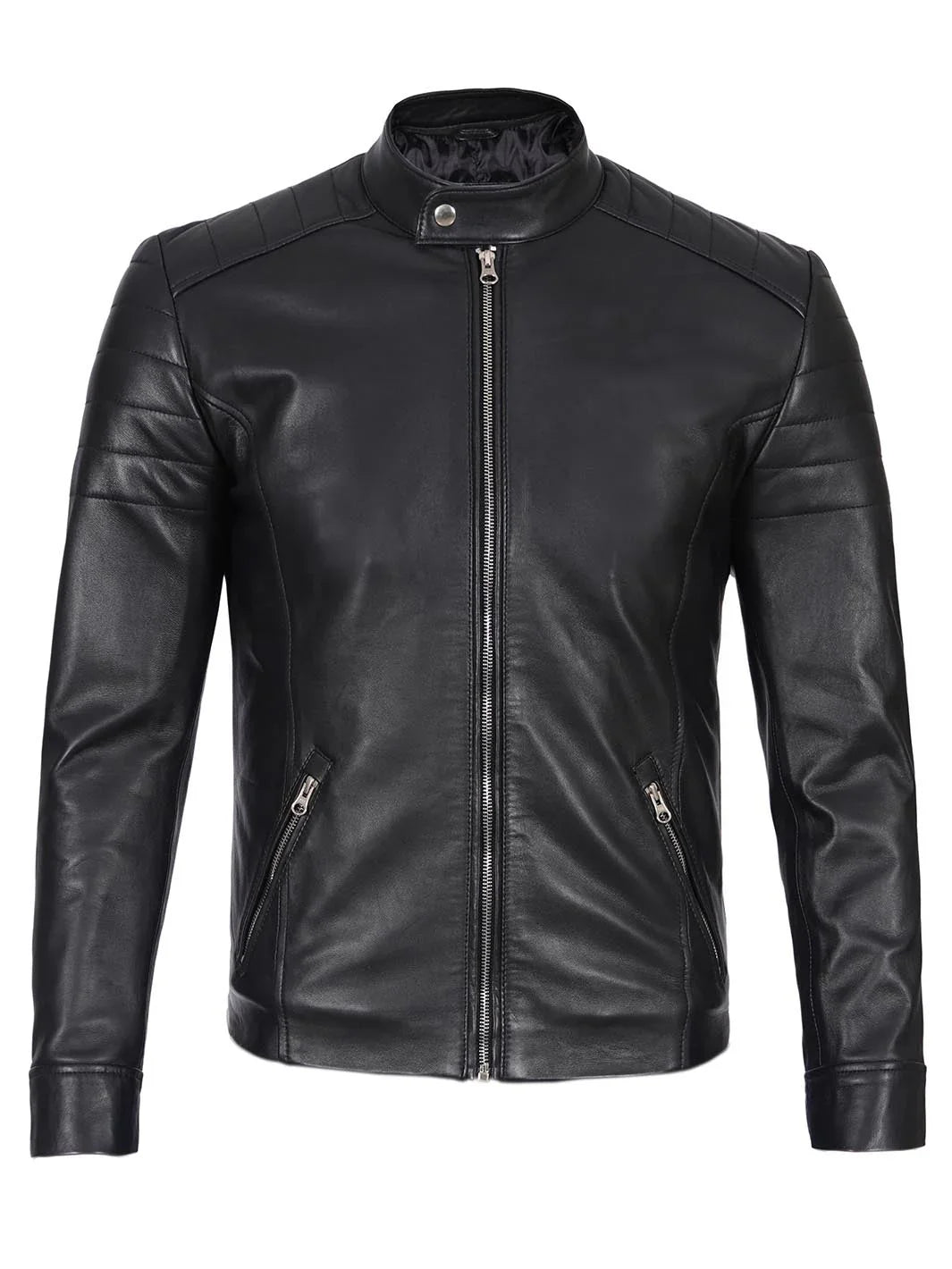 Carrie Men's Black Cafe Racer Leather Jacket