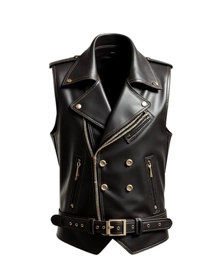 Men’s Premium Black Leather Vest