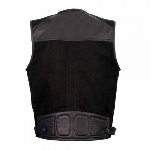 Men’s Black Multi-Pocket Leather Vest