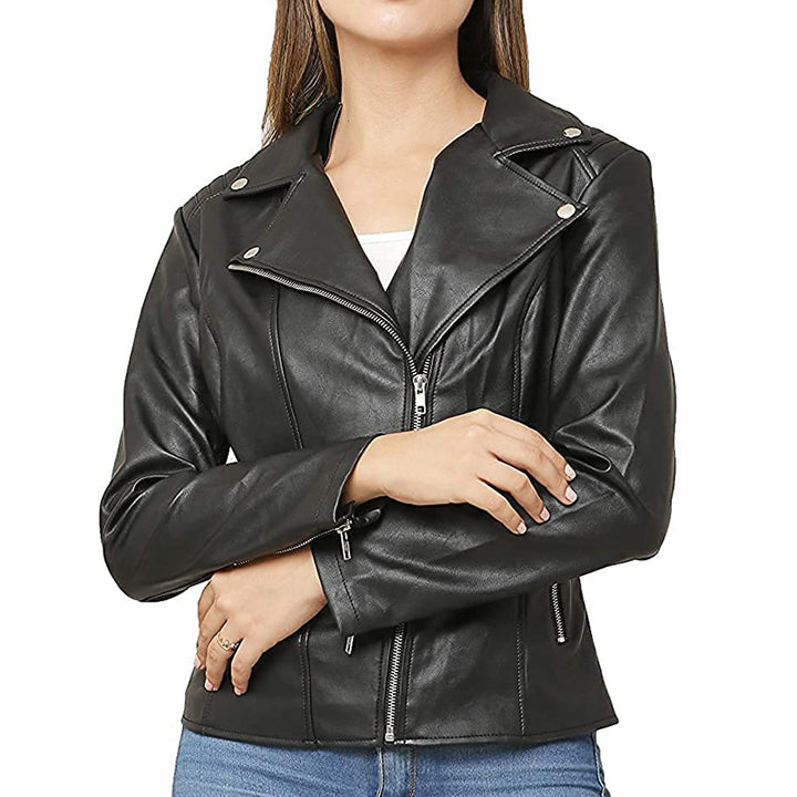 Premium Stylish Black Fashion Leather Jacket for Women