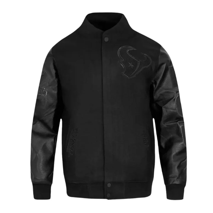Houston Texans Triple Black Varsity Wool-Leather Jacket