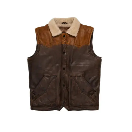 Men’s Brown Shearling Fur Leather Vest