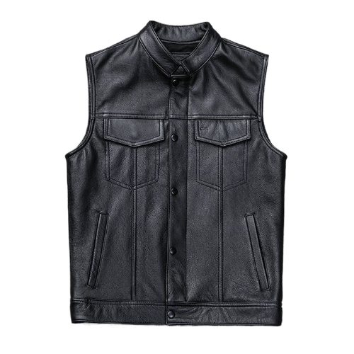 Men’s Gilet Black Leather Vest