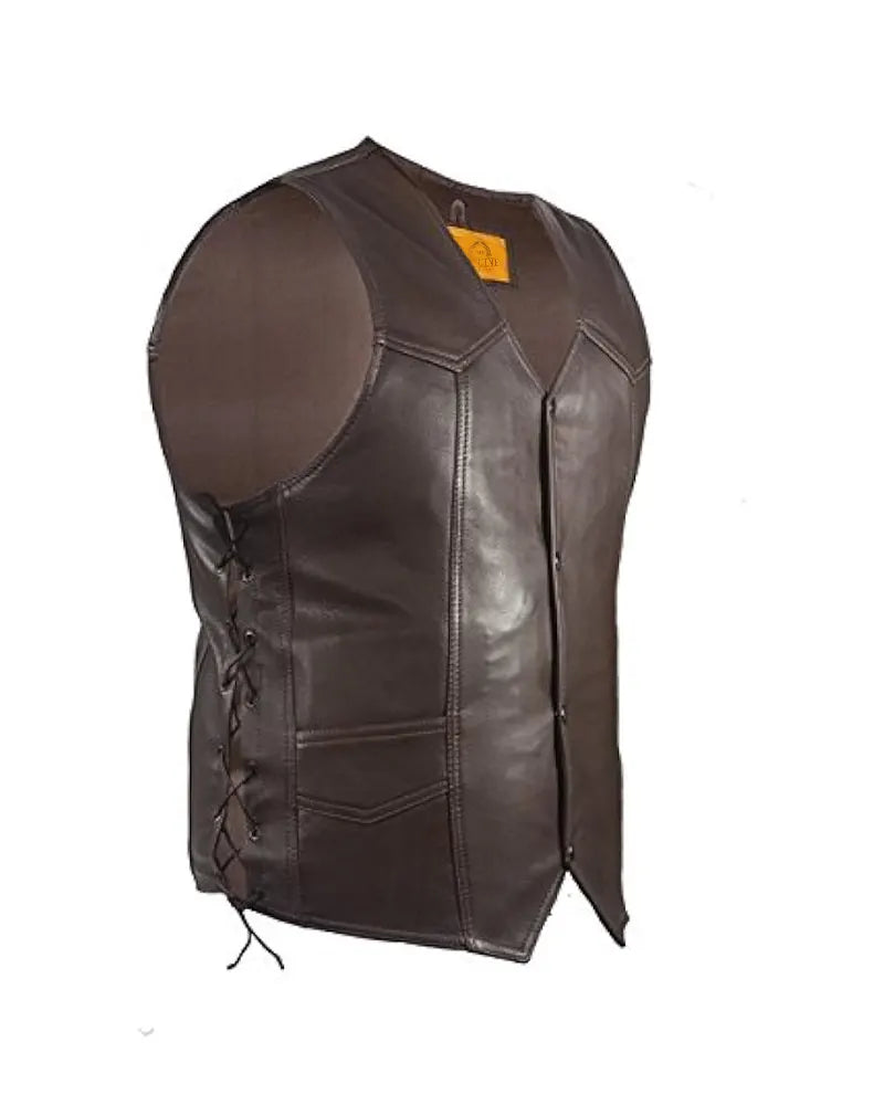Men’s Dark Brown Leather Motorcycle Vest