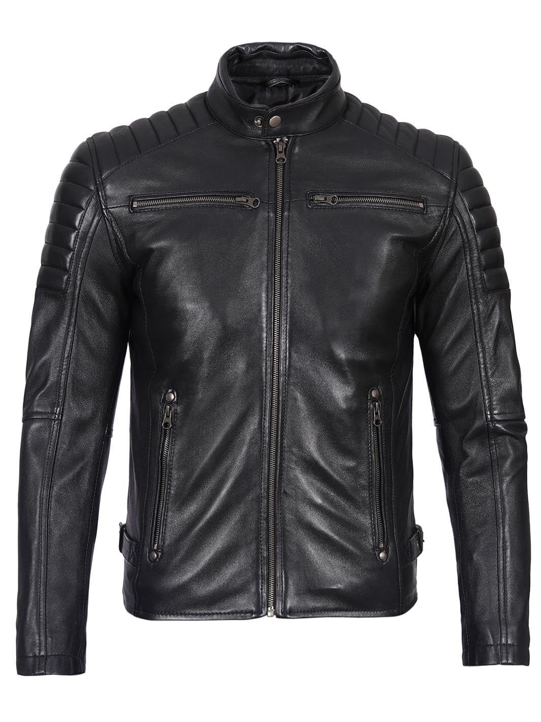 Felix Men's Black Biker Style Leather Jacket