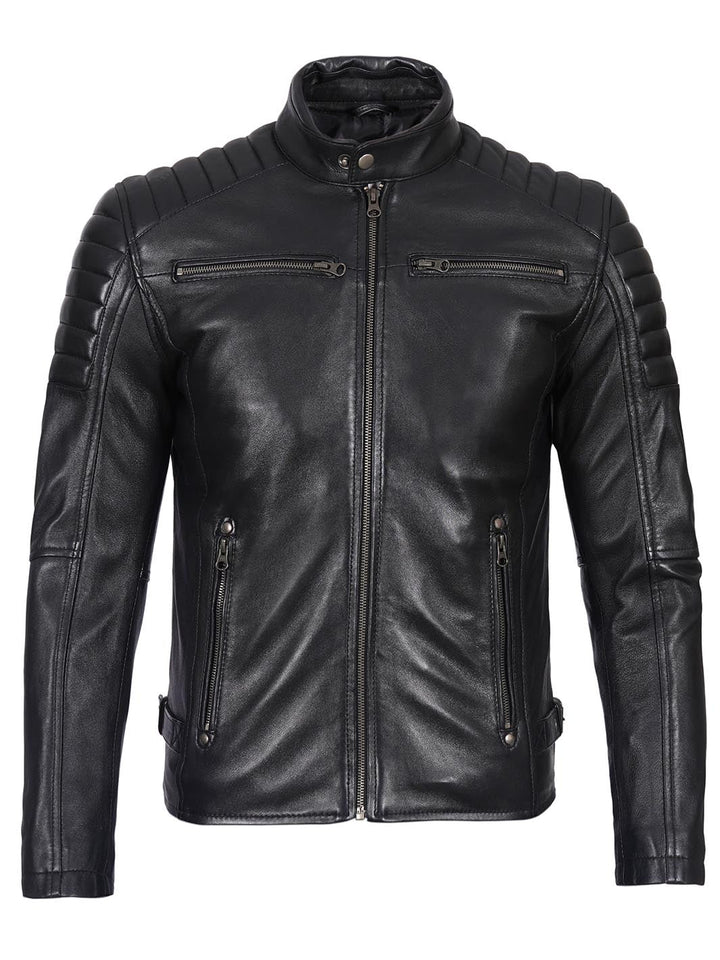 Felix Men's Black Biker Style Leather Jacket
