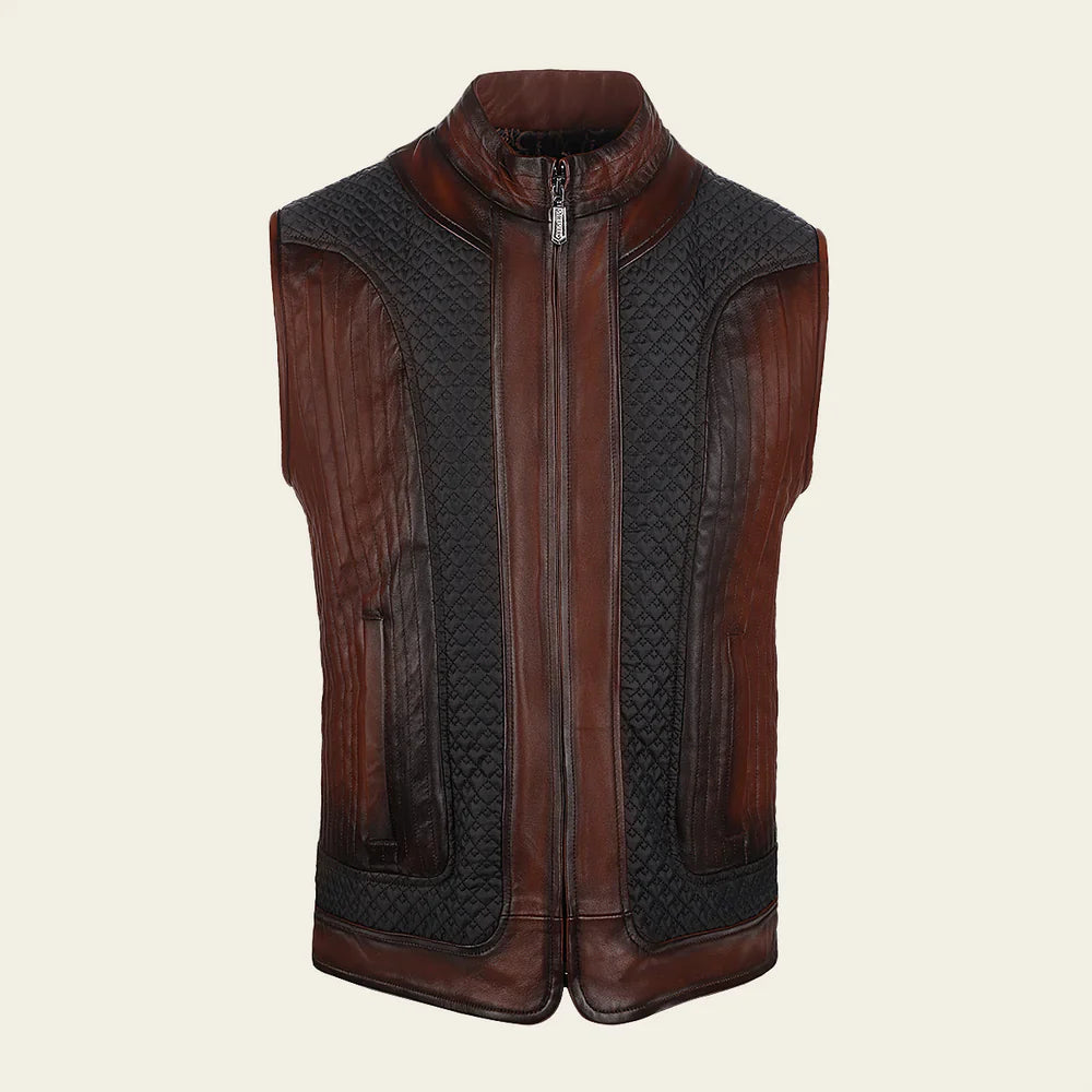 Men’s Brown Ovine contrasting leather Vest
