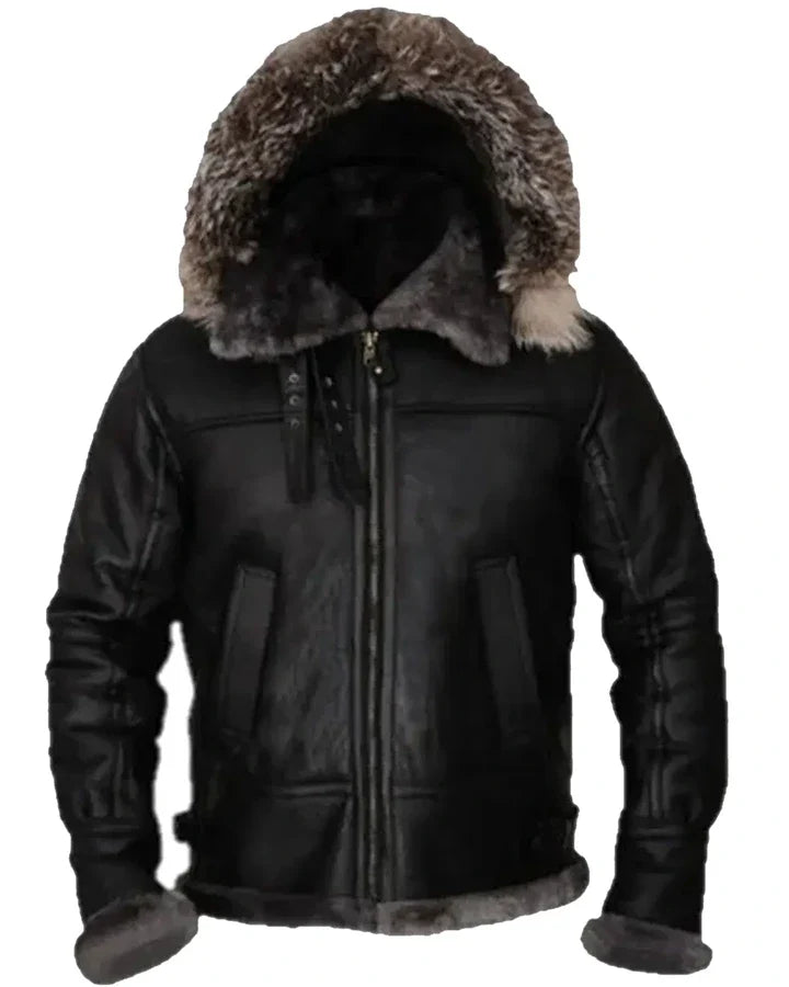 Robert All Black Shearling B3 Parka Jacket