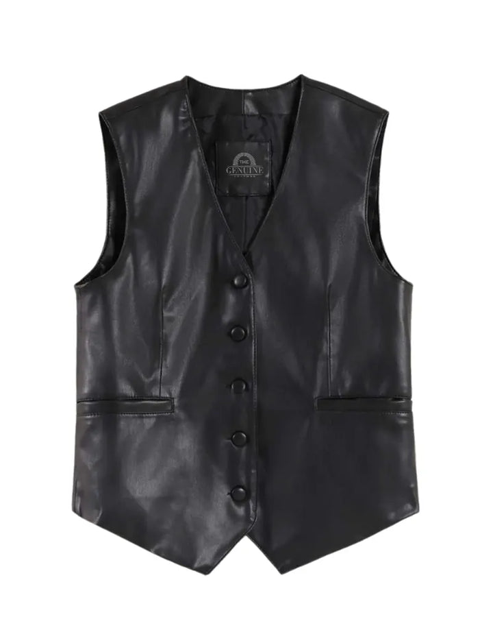 Men’s Black Faux Leather Vest