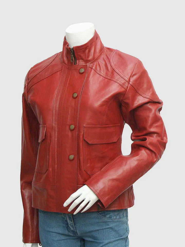 Classic Maroon Leather Jacket