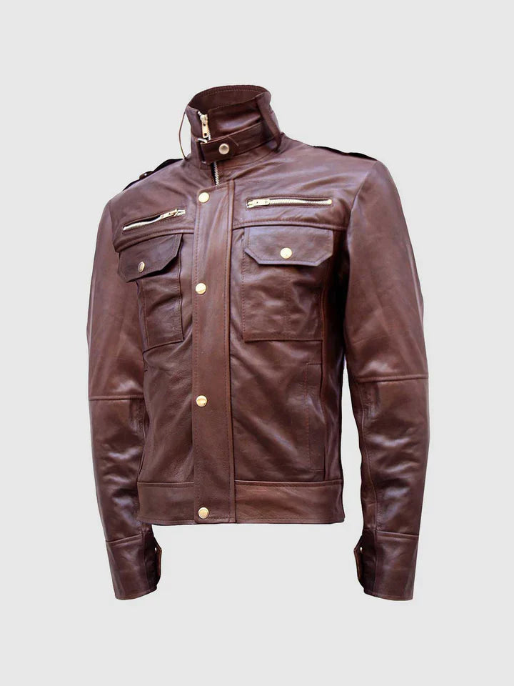 Brown High Collar Jacket