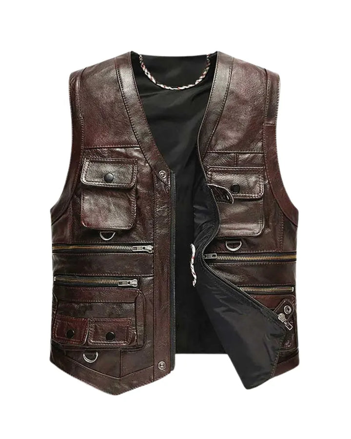 Men’s Luke Vintage Brown Leather Vest