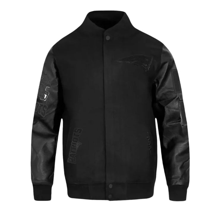 New England Patriots Triple Black Varsity Wool-Leather Jacket