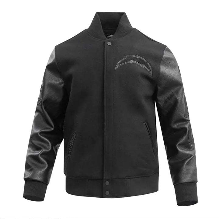 LA Chargers Triple Black Varsity Wool-Leather Jacket
