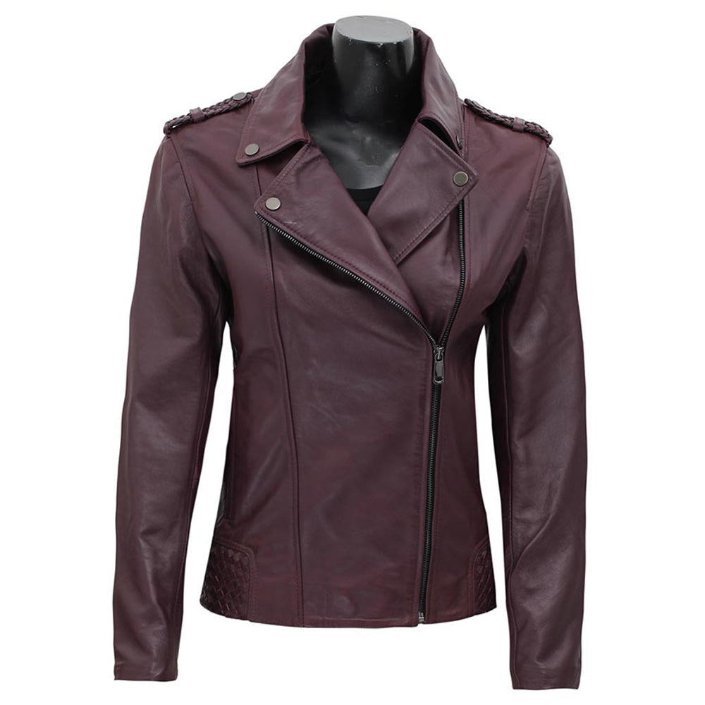 Premium Stylish Purple Biker Fashion Leather Jacket for Women