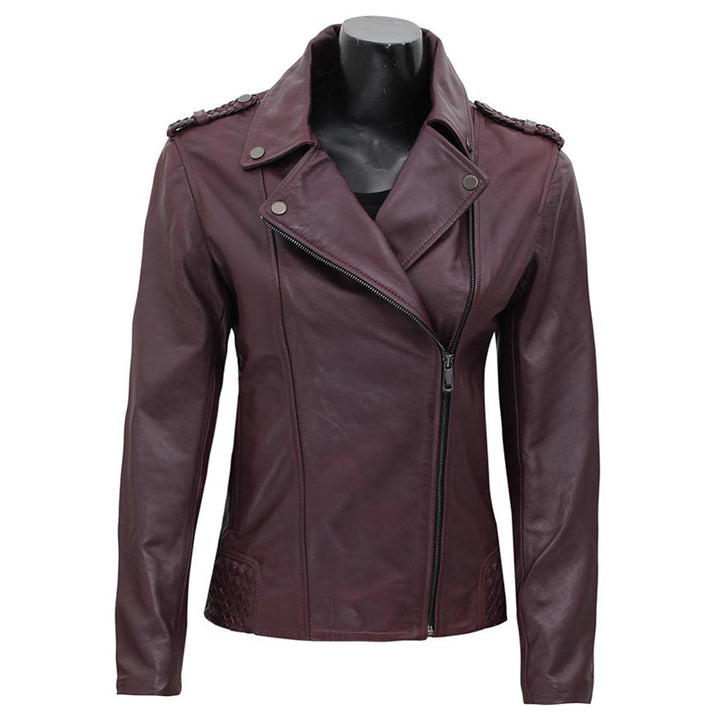Premium Stylish Purple Biker Fashion Leather Jacket for Women