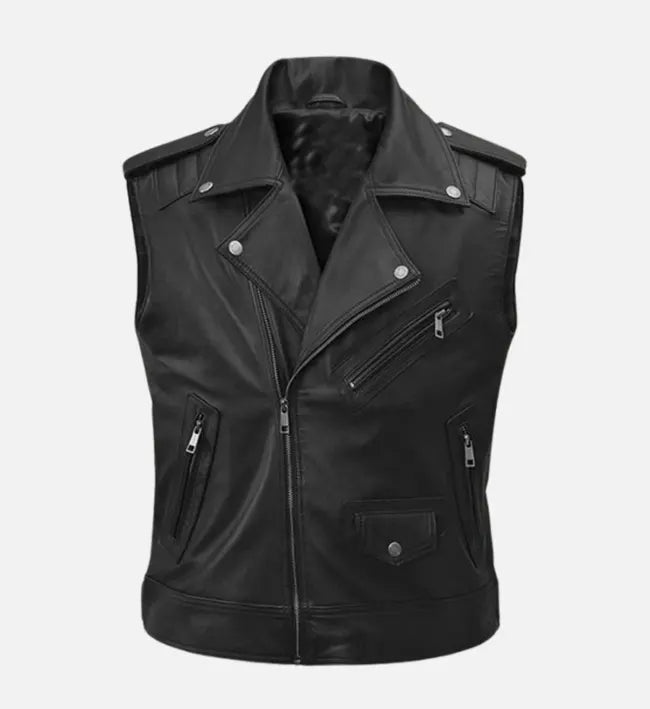 Men’s Road Sovereign Black Leather Vest