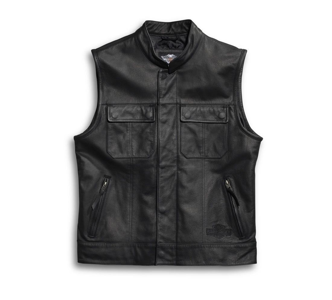 Men’s Foster Black Leather Vest