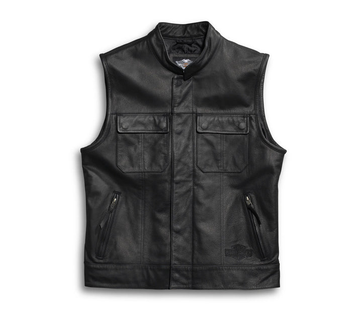 Men’s Foster Black Leather Vest