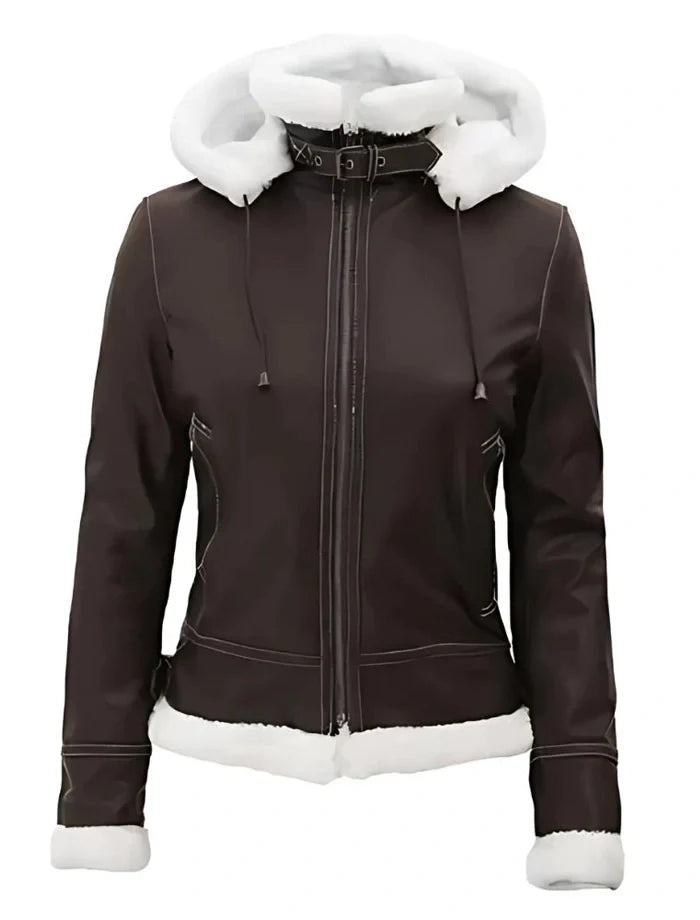 Jasmine Dark Brown Jacket with hood