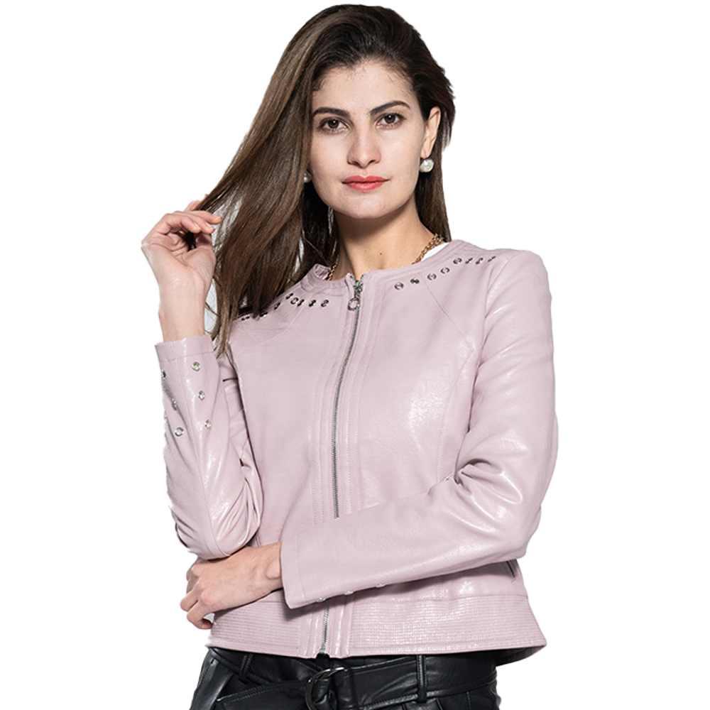 Pink Fashion Leather Jacket for Women