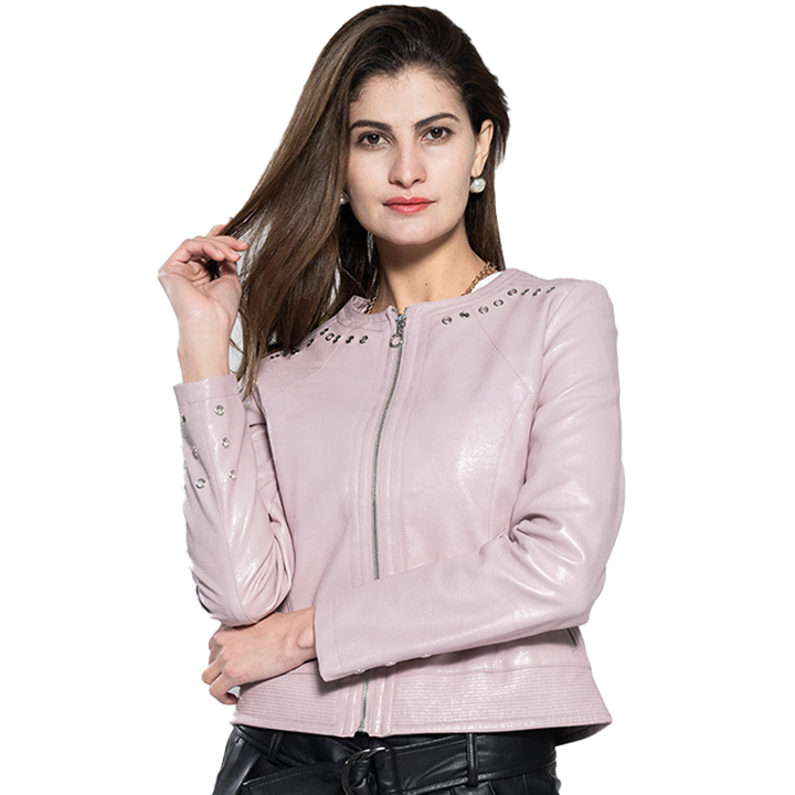 Pink Fashion Leather Jacket for Women