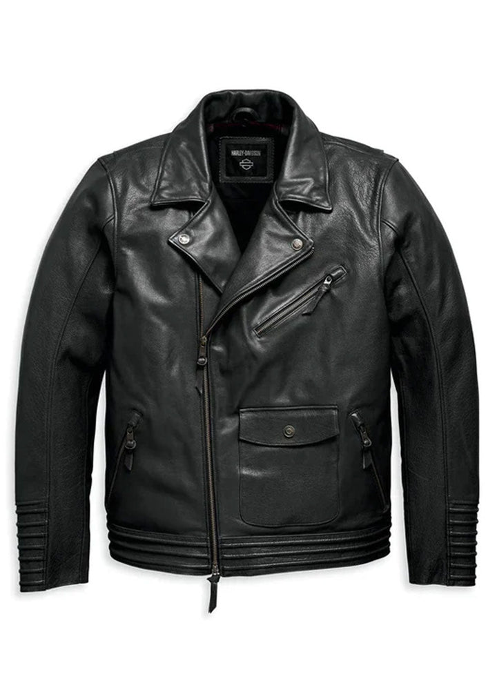 Men's Maverick Leather Biker Jacket - Black