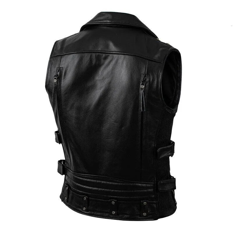 Black Leather Motorcycle Vest – Kaida Leathers Custom Fit & Timeless Style