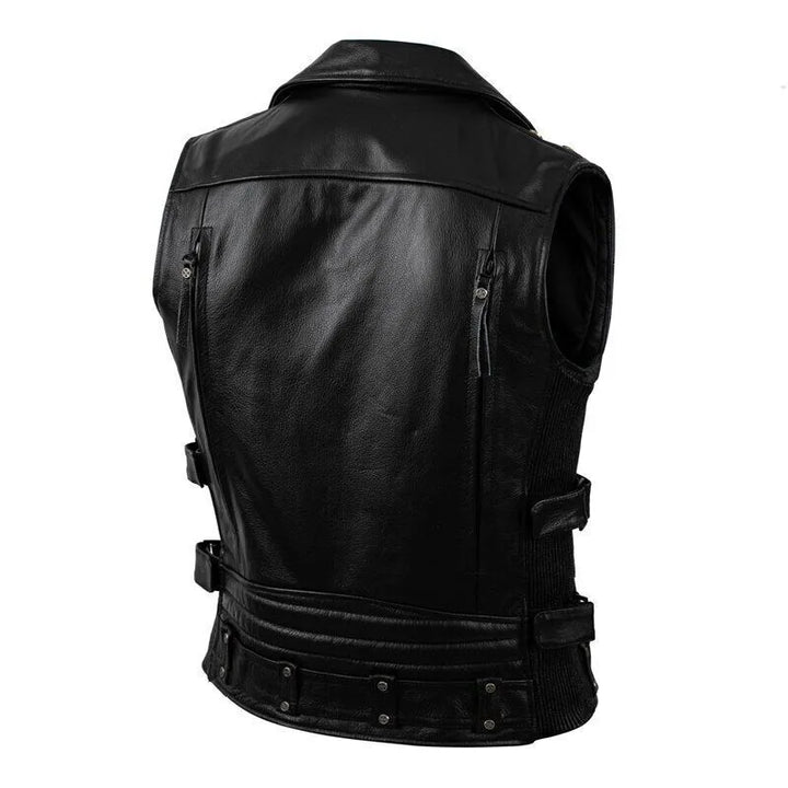 Black Leather Motorcycle Vest – Kaida Leathers Custom Fit & Timeless Style