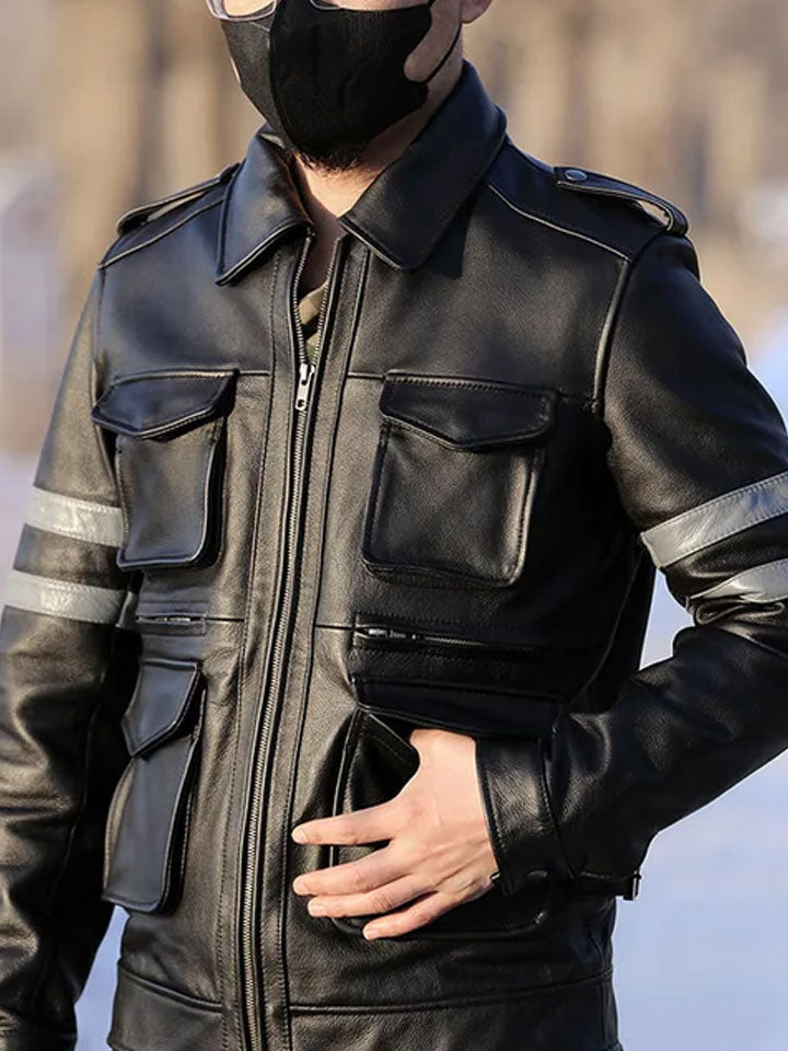 Black Jacket with Gray Stripes