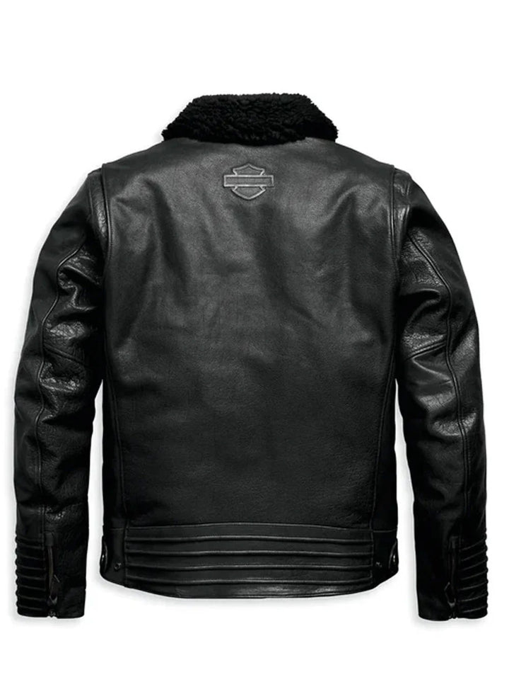 Men's Maverick Leather Biker Jacket - Black4