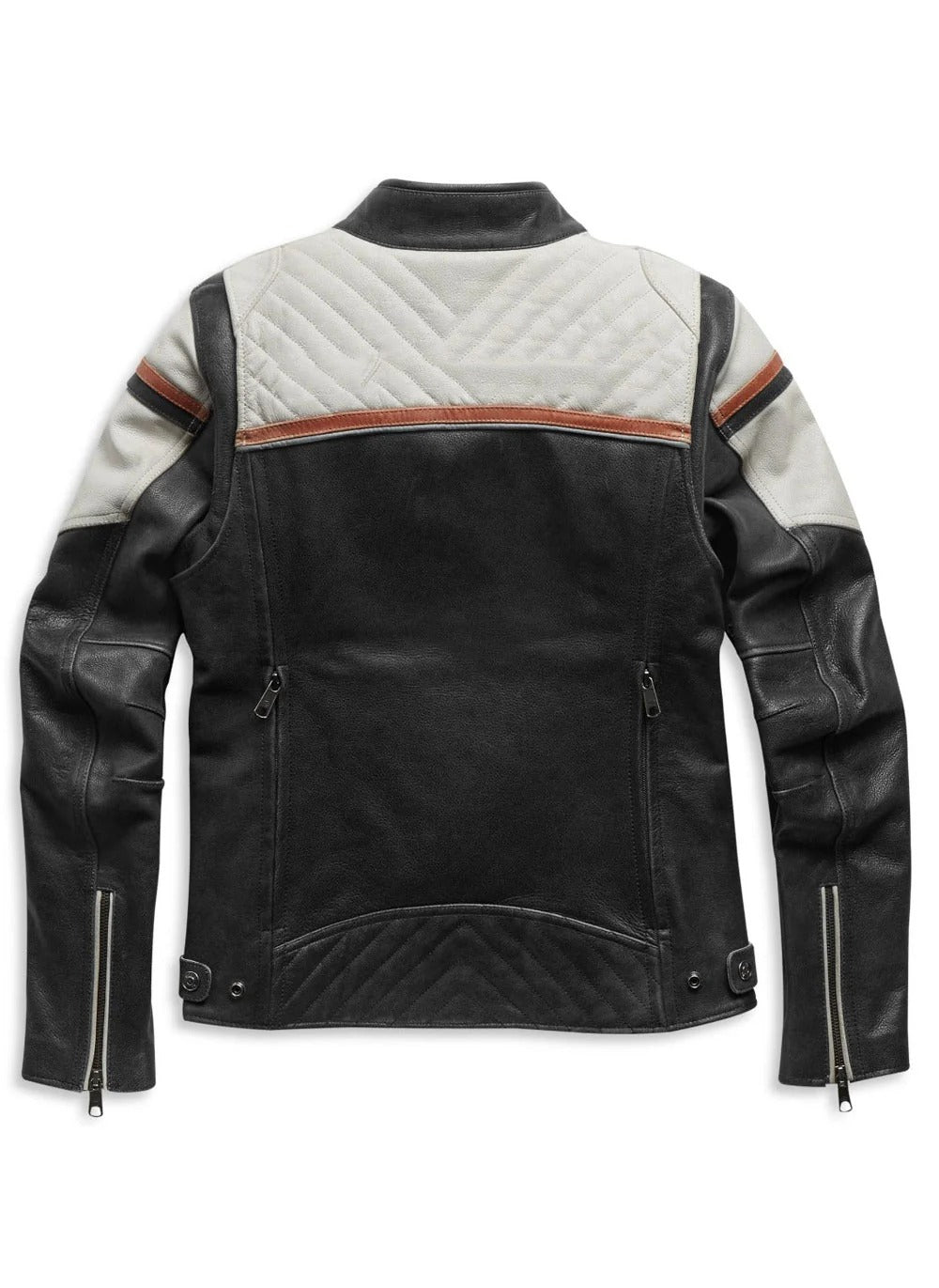 Leather Jacket, WhiteBlackOrange