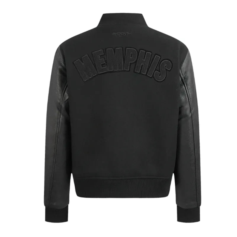 Memphis Grizzlies Triple Black Varsity Wool-Leather Jacket