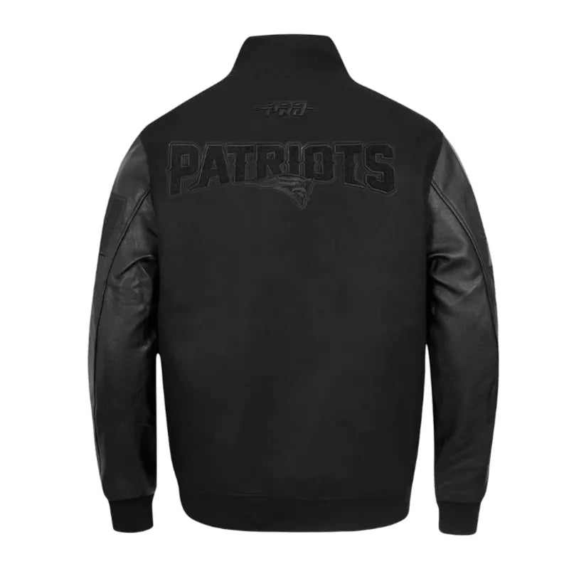 New England Patriots Triple Black Varsity Wool-Leather Jacket