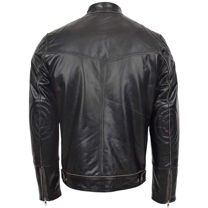 Mens Leather Vintage Biker Jacket Colin Dark Brown