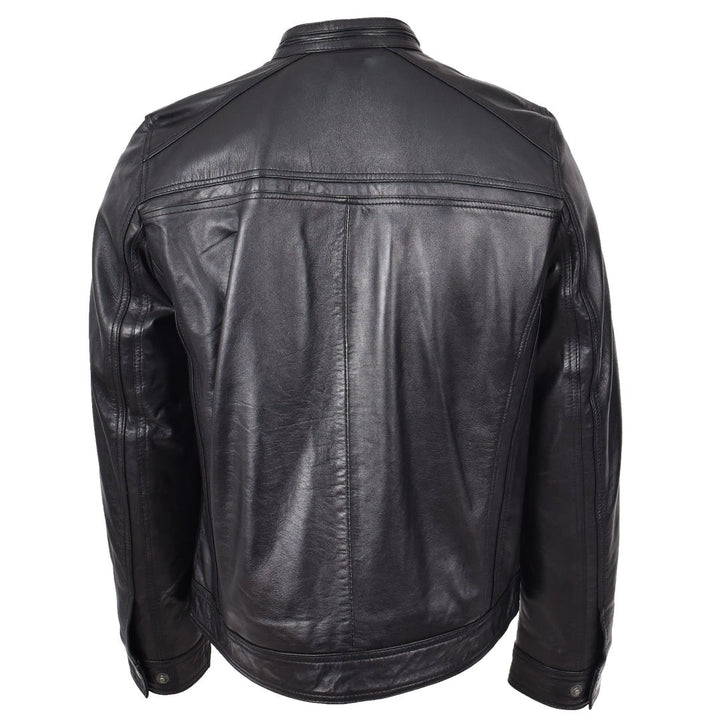 Mens Leather Cafe Racer Biker Jacket Charlie Black
