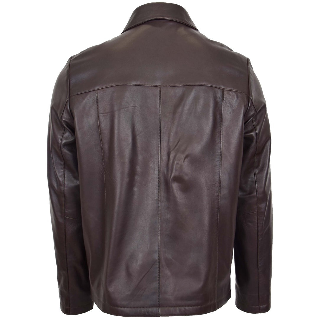 Mens Leather Zip Box Harrington Jacket James Brown