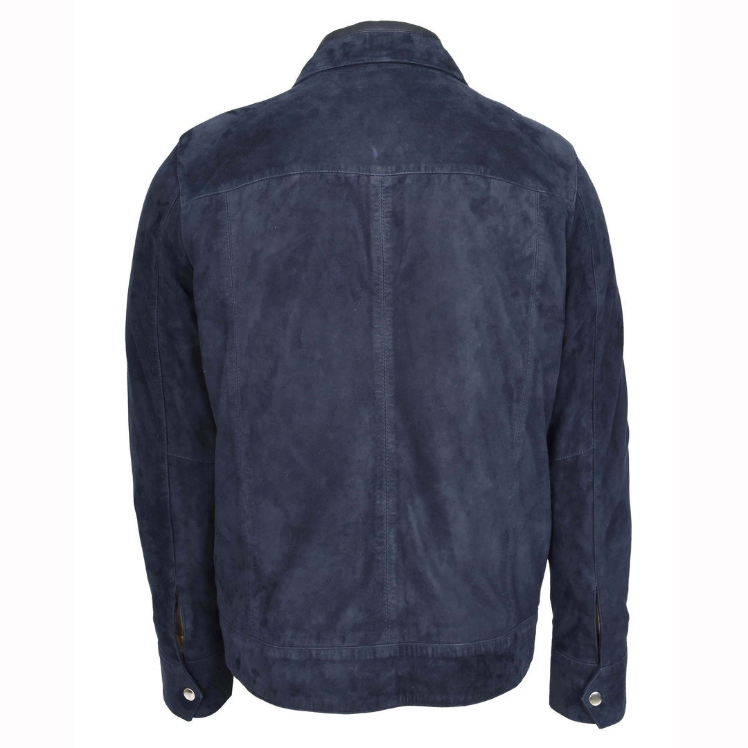 Mens Real Goat Suede Jacket Classic Zip Box Style Larry Navy