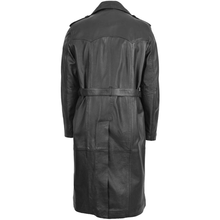 Mens Leather 34 Length Double Breasted Coat Travis Black