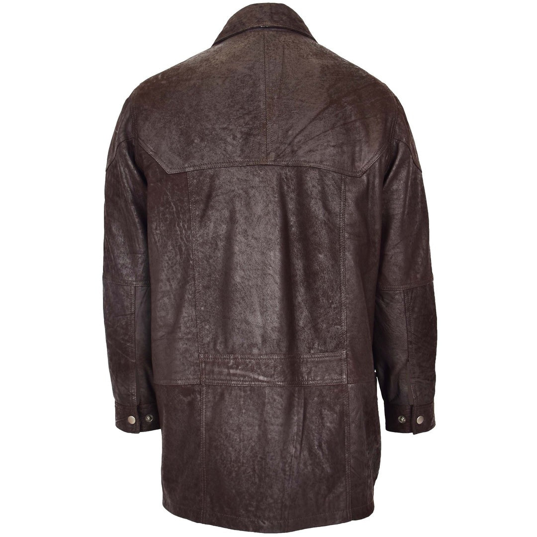 Mens Classic Leather Winter Car Coat M2 Brown